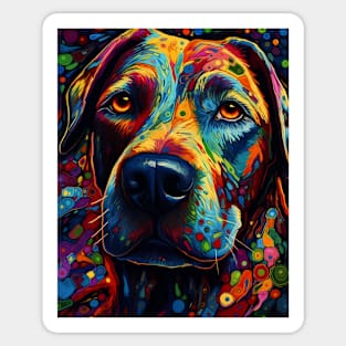Close-up of a dog's head. Illustration in abstract style. Sticker